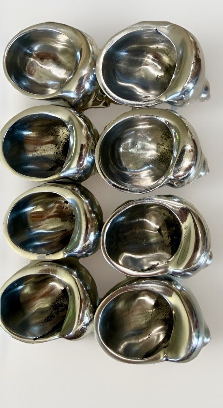 LUNARES SAN FRANCISCO Silver Metal Beach Shell Candle Holder aluminum votives 2”